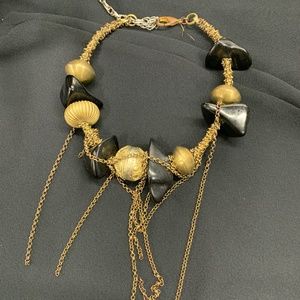 Jet, Antique African Brass & Chain Necklace